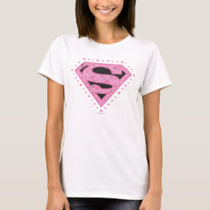 Supergirl Distress Logotyp Black och Rosa T-shirt