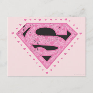 Supergirl Distress Logotyp Black och Rosa Vykort