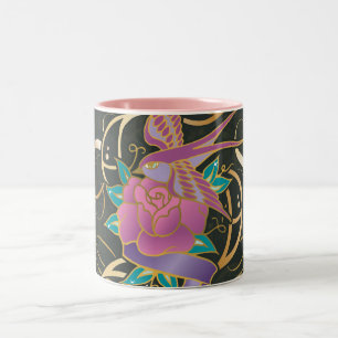 Supergirl fågel och blomma Två-Tonad mugg