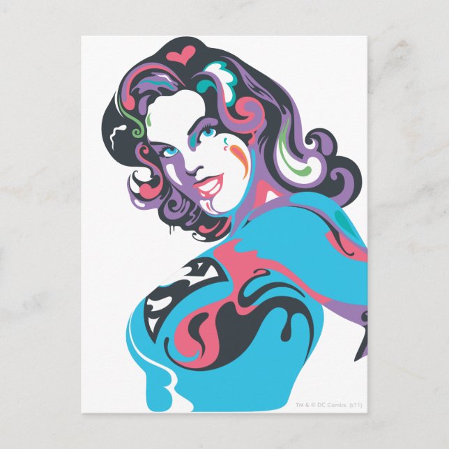 Supergirl Färg Stänk Pose 1 Vykort (Framsida)