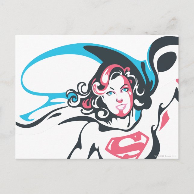 Supergirl Färg Stänk Pose 2 Vykort (Framsida)