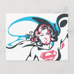Supergirl Färg Stänk Pose 2 Vykort