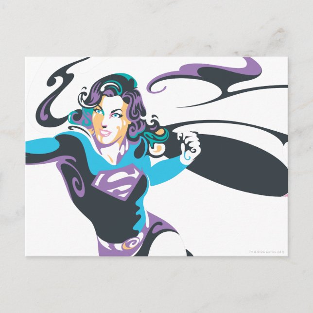 Supergirl Färg Stänk Pose 4 Vykort (Framsida)