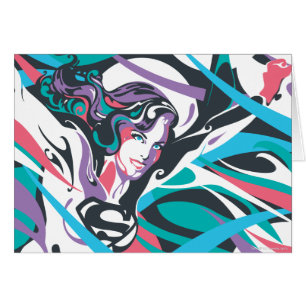 Supergirl Färg Stänk Swirls 2 Hälsningskort