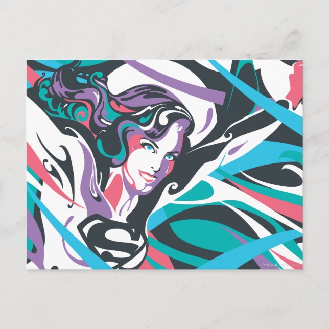 Supergirl Färg Stänk Swirls 2 Vykort (Framsida)