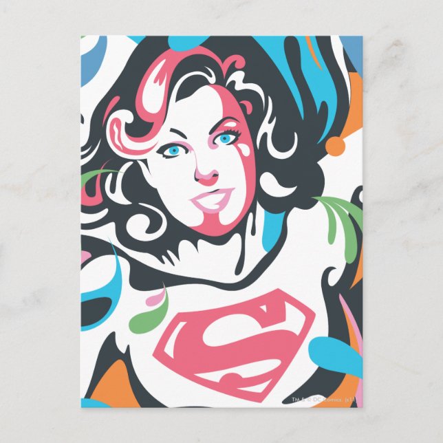 Supergirl Färg Stänk Swirls 3 Vykort (Framsida)