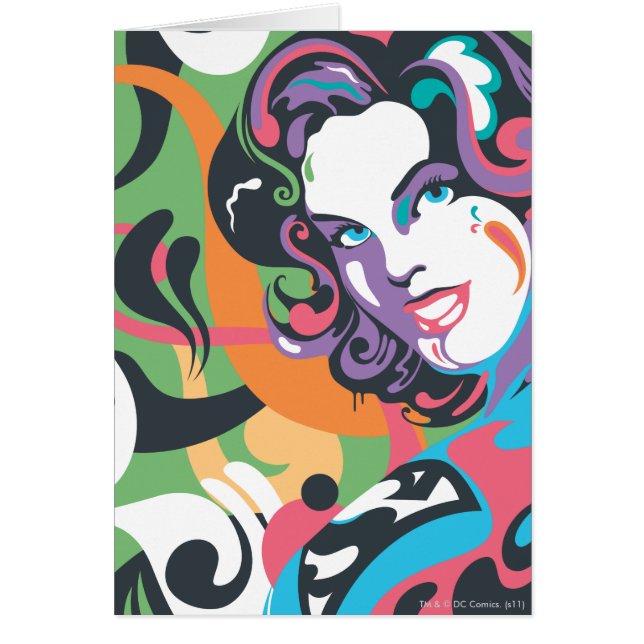 Supergirl Färg Stänk Swirls 4 Hälsningskort (Framsidan)