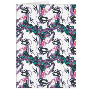 Supergirl Färg Stänk Swirls Mönster 3 Hälsningskort
