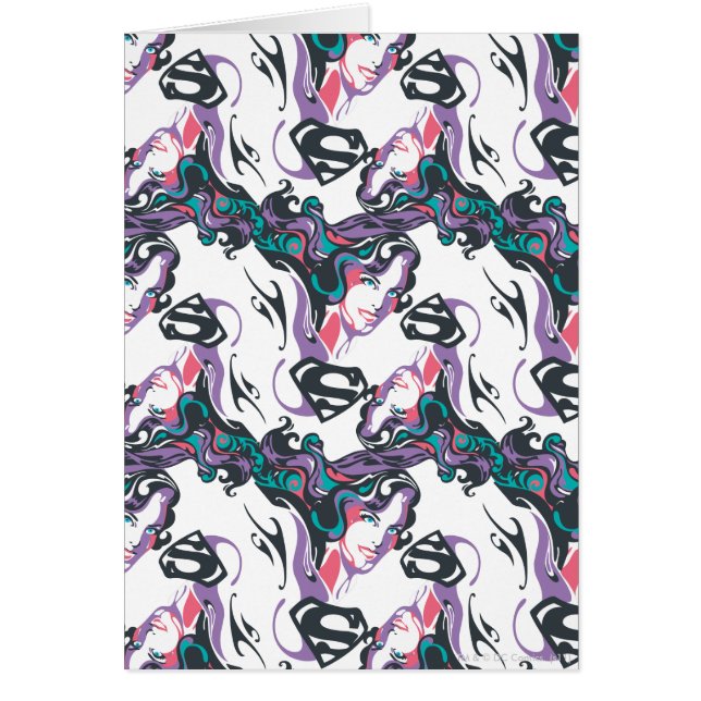 Supergirl Färg Stänk Swirls Mönster 3 Hälsningskort (Framsidan)