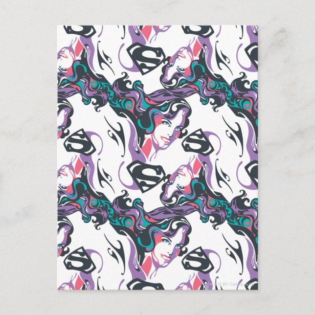 Supergirl Färg Stänk Swirls Mönster 3 Vykort (Framsida)
