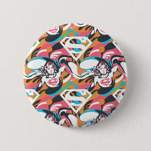 Supergirl Färg Stänk Swirls Mönster 4 Knapp