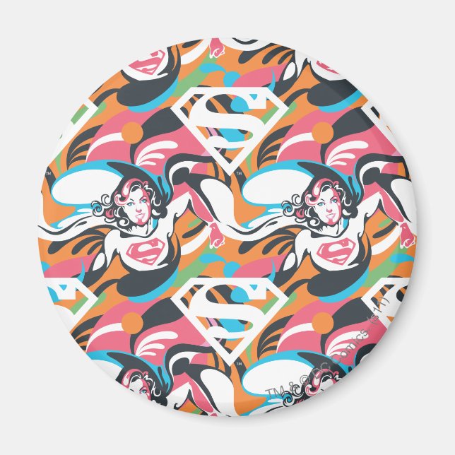 Supergirl Färg Stänk Swirls Mönster 4 Magnet (Framsidan)