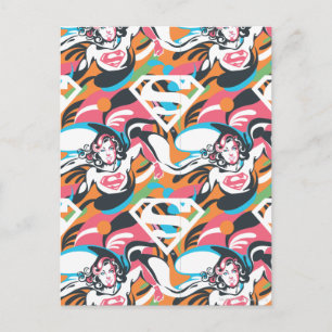 Supergirl Färg Stänk Swirls Mönster 4 Vykort