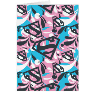 Supergirl Färg Stänk Swirls Mönster 6 Hälsningskort