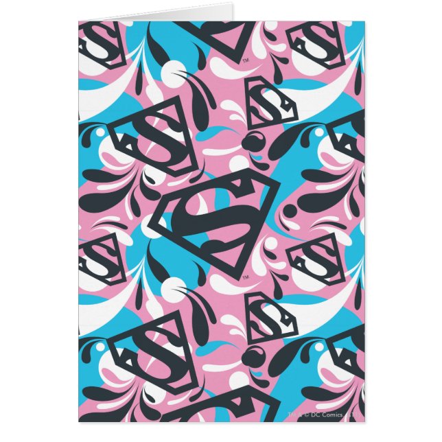 Supergirl Färg Stänk Swirls Mönster 6 Hälsningskort (Framsidan)