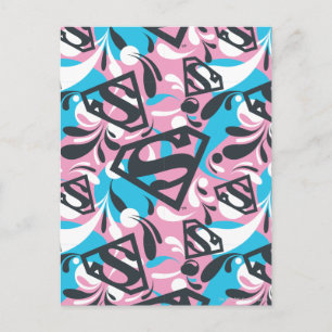 Supergirl Färg Stänk Swirls Mönster 6 Vykort