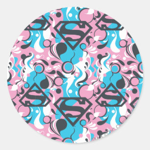 Supergirl Färg Stänk Swirls Mönster 7 Runt Klistermärke