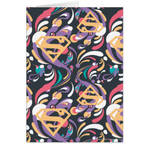 Supergirl Färg Stänk Swirls Mönster 8 Hälsningskort