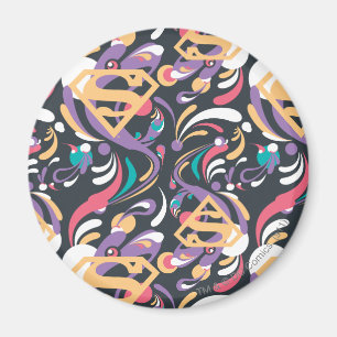 Supergirl Färg Stänk Swirls Mönster 8 Magnet