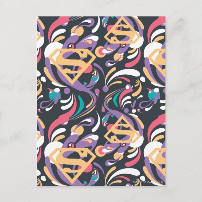 Supergirl Färg Stänk Swirls Mönster 8 Vykort (Framsida)
