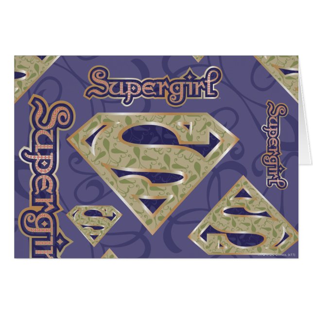 Supergirl Finare Logotyp Collage Hälsningskort (Framsidan Horizontal)