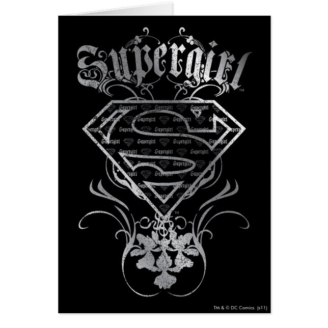 Supergirl Finare Silver Logotyp Hälsningskort (Framsidan)