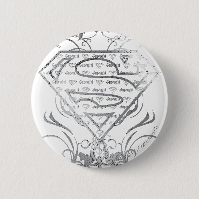 Supergirl Finare Silver Logotyp Knapp (Framsida)
