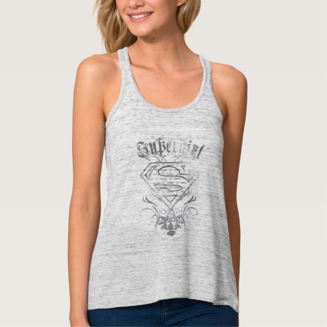 Supergirl Finare Silver Logotyp Linne Med Racerback (Framsida)