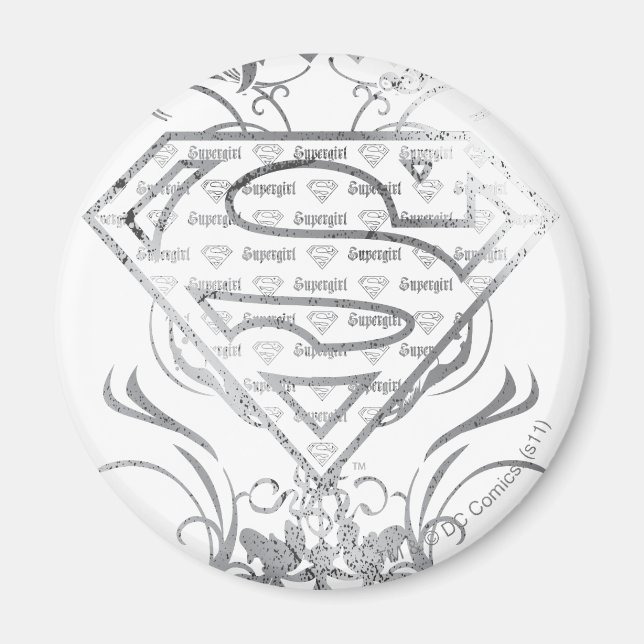 Supergirl Finare Silver Logotyp Magnet (Framsidan)