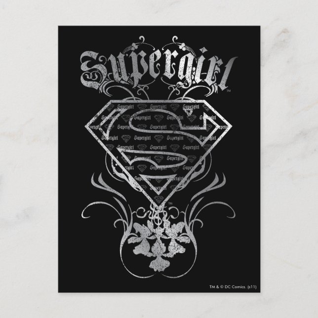 Supergirl Finare Silver Logotyp Vykort (Framsida)