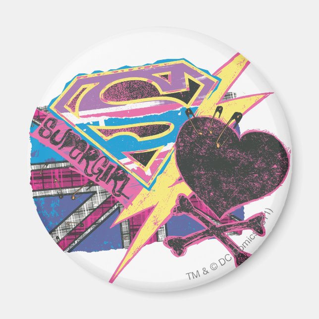 Supergirl Flagga och Crossbone Magnet (Framsidan)