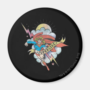 Supergirl Flies Lightning Tattoo Magnet