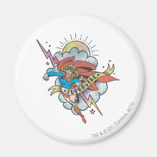 Supergirl Flies Lightning Tattoo Magnet
