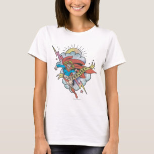 Supergirl Flies Lightning Tattoo Tee