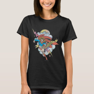 Supergirl Flies Lightning Tattoo Tee