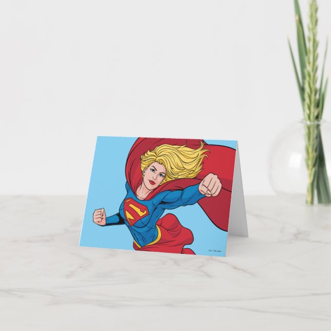 Supergirl Flies Upwards Illustration Anteckningskort (Framsida)