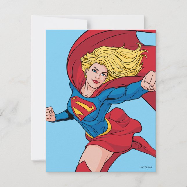 Supergirl Flies Upwards Illustration Anteckningskort (Framsida)
