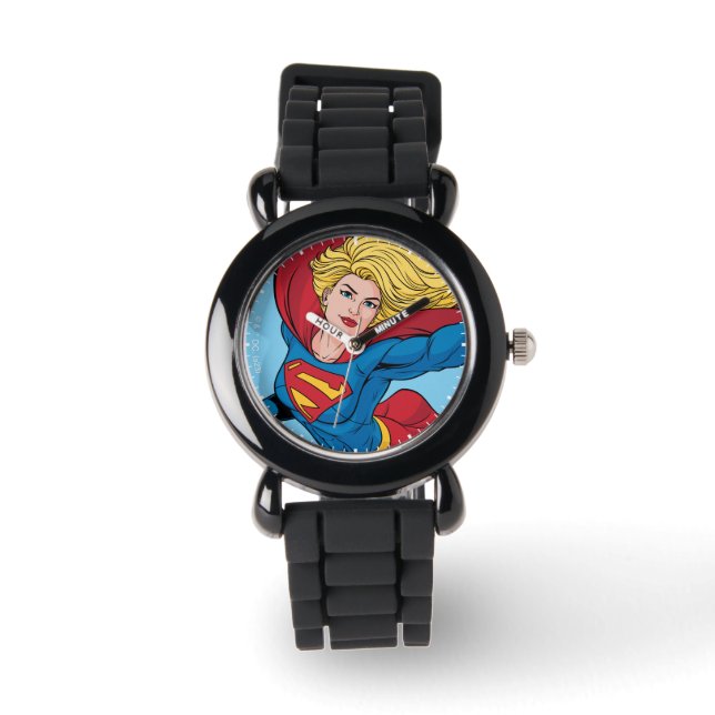 Supergirl Flies Upwards Illustration Armbandsur (Framsida)