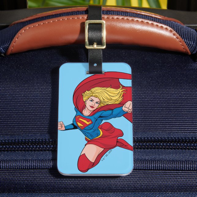 Supergirl Flies Upwards Illustration Bagagebricka (Framsida Insitu 2)