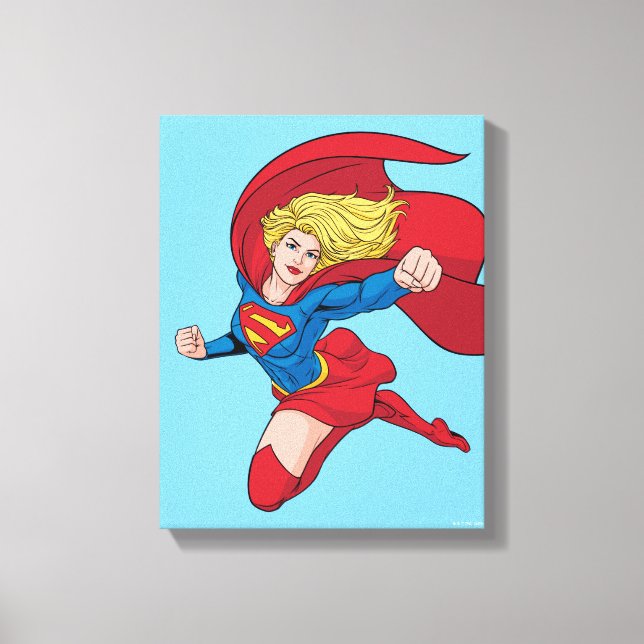Supergirl Flies Upwards Illustration Canvastryck (Framsida)