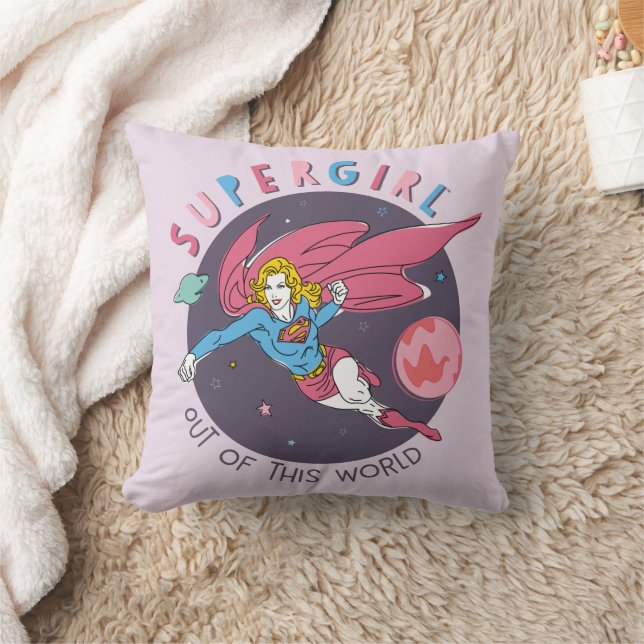 Supergirl Flies Upwards Illustration Kudde (Filt)
