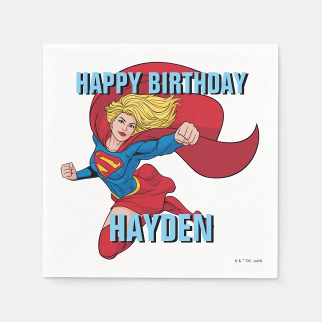 Supergirl Flies Upwards Illustration Pappersservett (Framsidan)