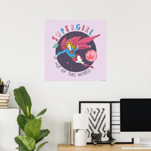 Supergirl Flies Upwards Illustration Poster