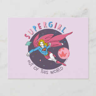 Supergirl Flies Upwards Illustration Vykort
