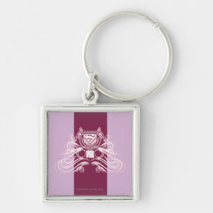 Supergirl Flourish Design Fyrkantig Silverfärgad Nyckelring