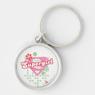Supergirl Flower Galenhet Rund Silverfärgad Nyckelring