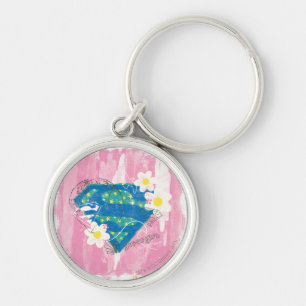 Supergirl for Peace Rosa Rund Silverfärgad Nyckelring