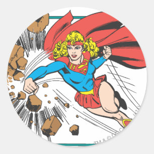 Supergirl förstör stenblocket runt klistermärke