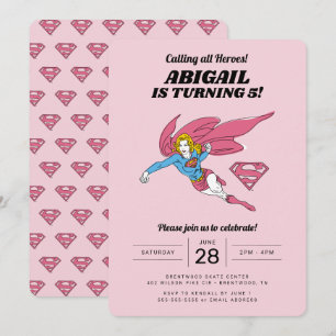 Supergirl Girls Birthday-inbjudan Inbjudningar