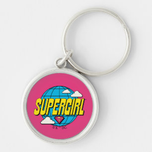 Supergirl Global Pop Grafik Rund Silverfärgad Nyckelring